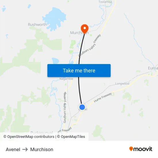 Avenel to Murchison map