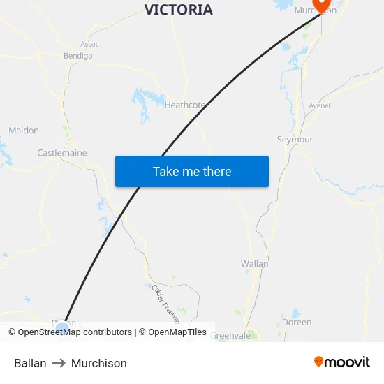 Ballan to Murchison map
