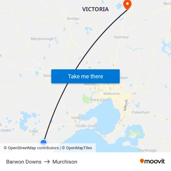 Barwon Downs to Murchison map