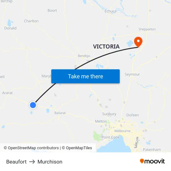 Beaufort to Murchison map