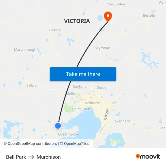 Bell Park to Murchison map