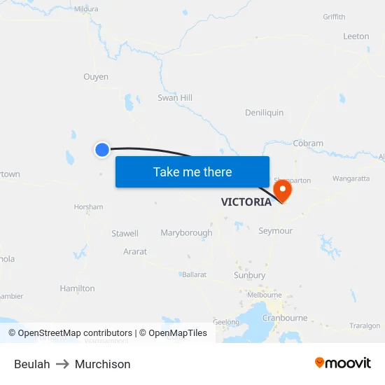 Beulah to Murchison map