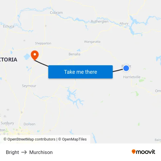 Bright to Murchison map