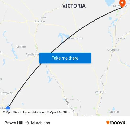Brown Hill to Murchison map