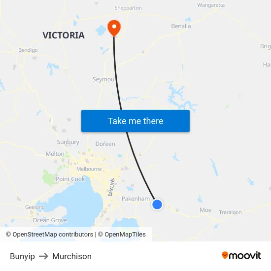 Bunyip to Murchison map