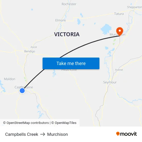 Campbells Creek to Murchison map