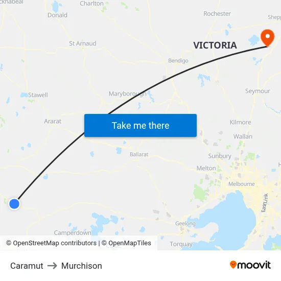 Caramut to Murchison map