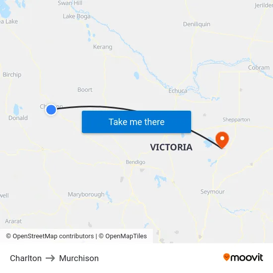 Charlton to Murchison map