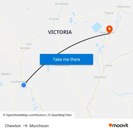 Chewton to Murchison map