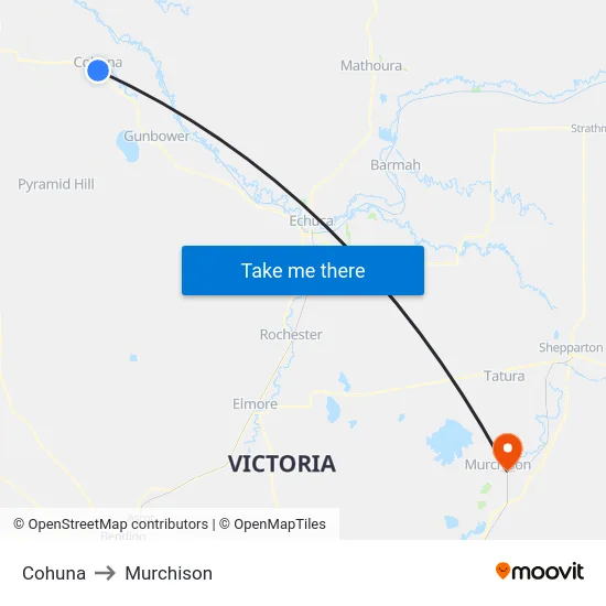 Cohuna to Murchison map