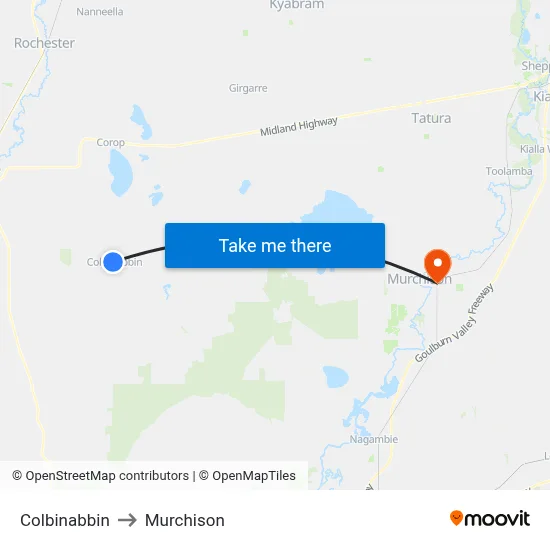 Colbinabbin to Murchison map