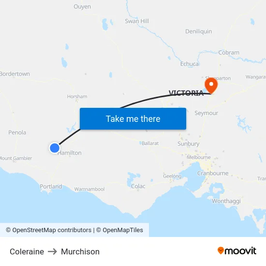 Coleraine to Murchison map