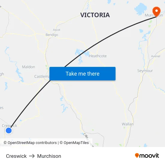 Creswick to Murchison map