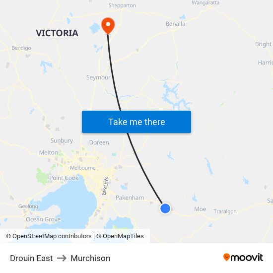 Drouin East to Murchison map