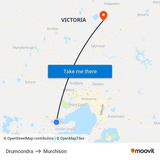 Drumcondra to Murchison map