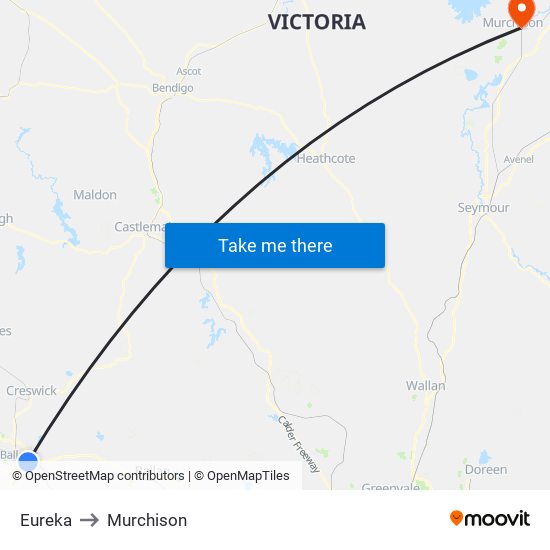 Eureka to Murchison map