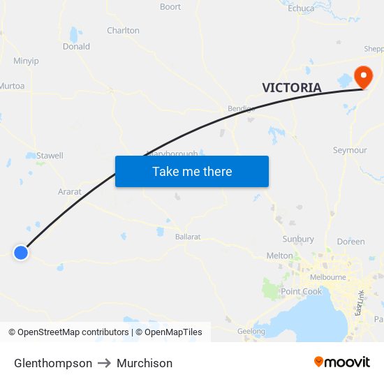 Glenthompson to Murchison map