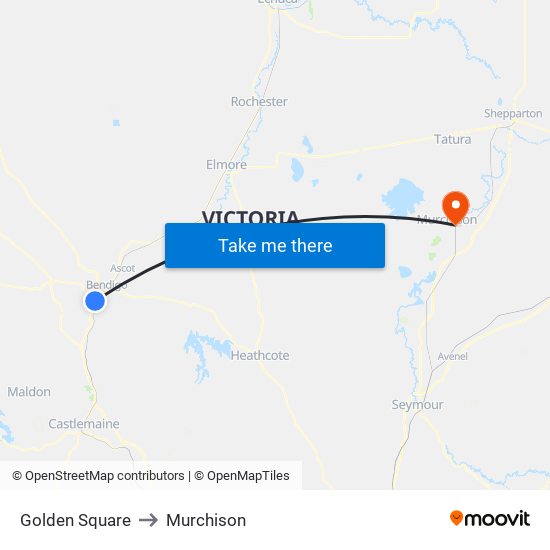 Golden Square to Murchison map