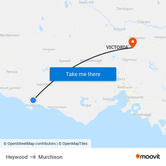 Heywood to Murchison map