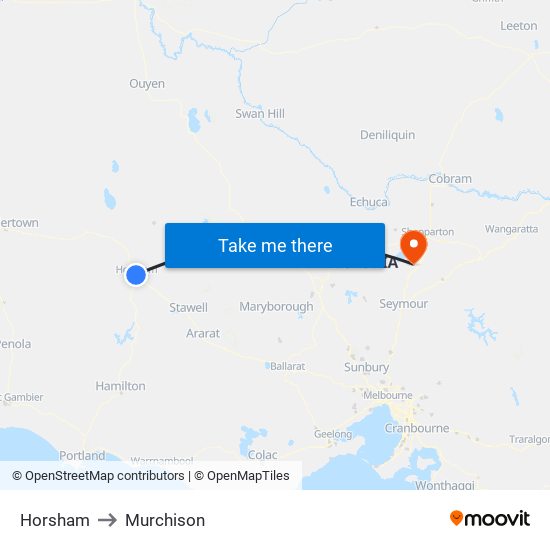 Horsham to Murchison map