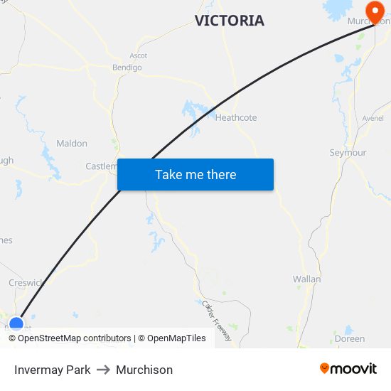 Invermay Park to Murchison map