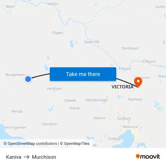 Kaniva to Murchison map