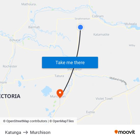 Katunga to Murchison map