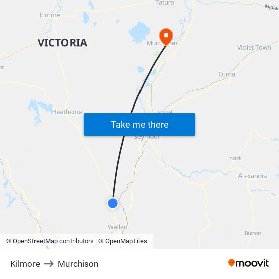 Kilmore to Murchison map