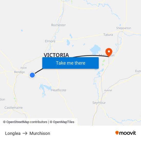 Longlea to Murchison map