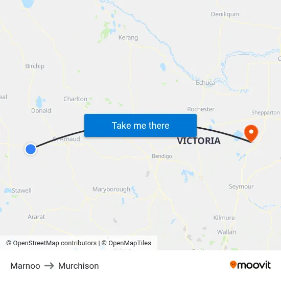 Marnoo to Murchison map