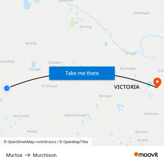 Murtoa to Murchison map
