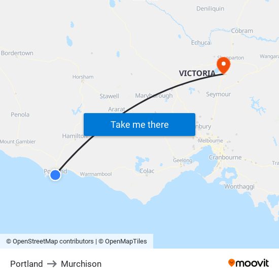 Portland to Murchison map