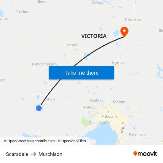 Scarsdale to Murchison map