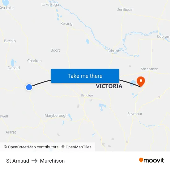 St Arnaud to Murchison map