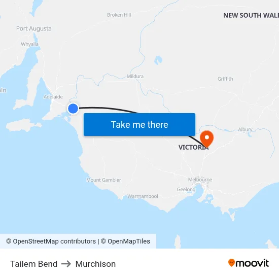 Tailem Bend to Murchison map
