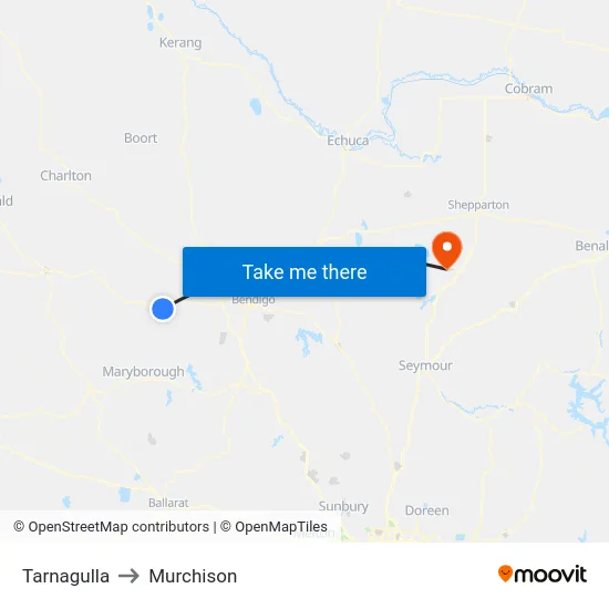 Tarnagulla to Murchison map