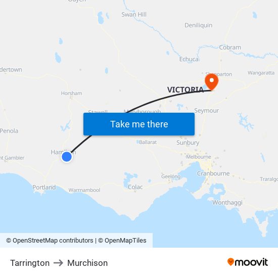 Tarrington to Murchison map