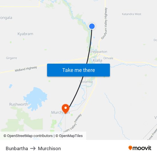 Bunbartha to Murchison map