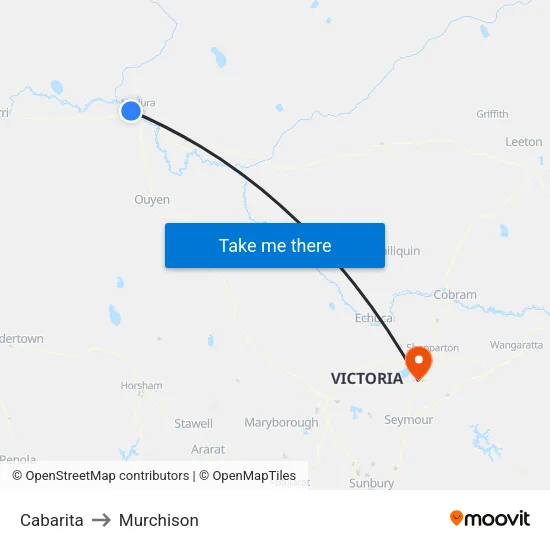 Cabarita to Murchison map