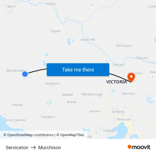 Serviceton to Murchison map