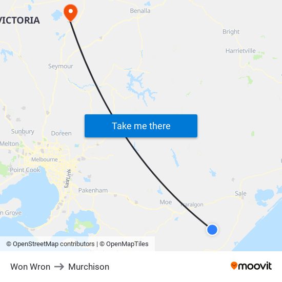 Won Wron to Murchison map