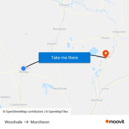 Woodvale to Murchison map