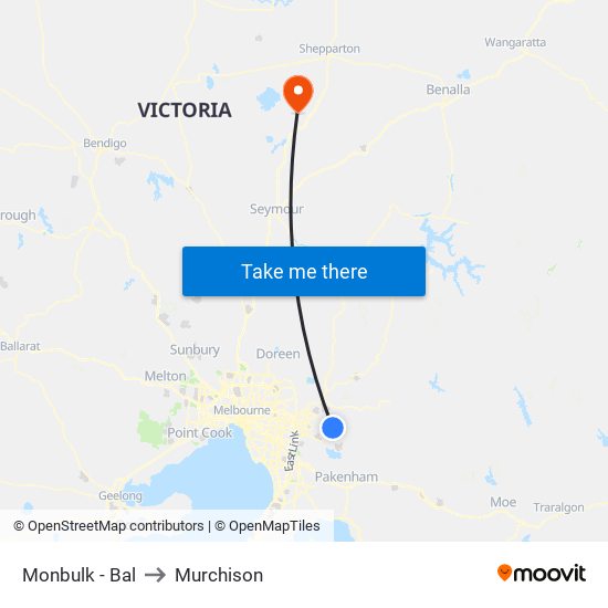 Monbulk - Bal to Murchison map