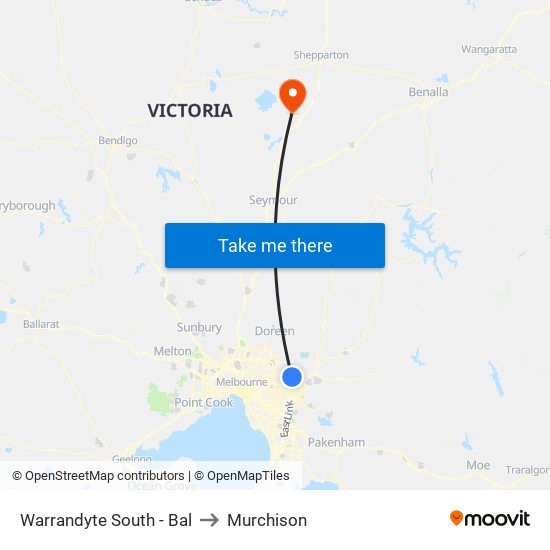Warrandyte South - Bal to Murchison map