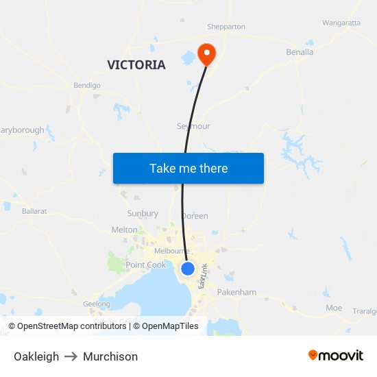 Oakleigh to Murchison map