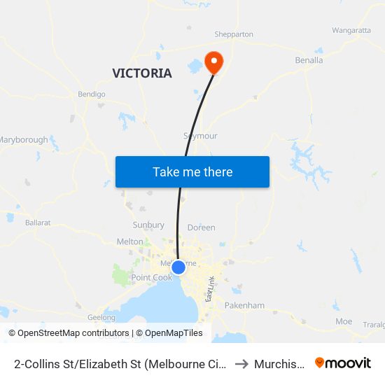 2-Collins St/Elizabeth St (Melbourne City) to Murchison map