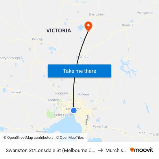 Swanston St/Lonsdale St (Melbourne City) to Murchison map