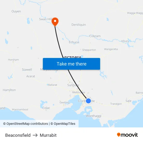 Beaconsfield to Murrabit map
