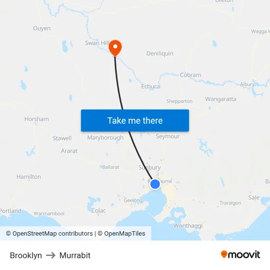 Brooklyn to Murrabit map