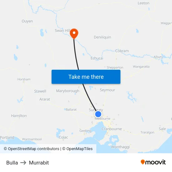 Bulla to Murrabit map